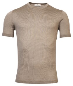 Thomas Maine Pullover Short Sleeve Merino Single Knit Crew Neck Trui Jute