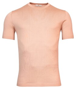 Thomas Maine Pullover Short Sleeve Merino Single Knit Crew Neck Trui Soft Coral