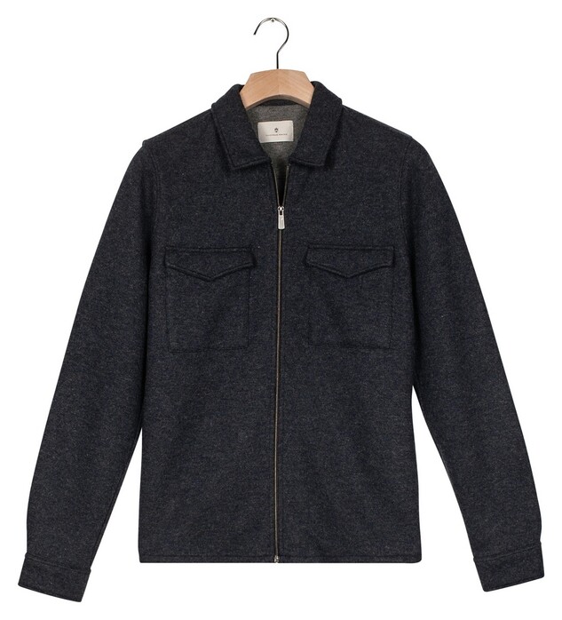Thomas Maine Reva Knitted Overshirt Double Face Blauw