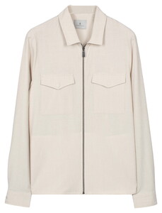 Thomas Maine Reva Yarn Dyed Seersucker Overshirt Light Beige