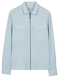Thomas Maine Reva Yarn Dyed Seersucker Overshirt Light Blue