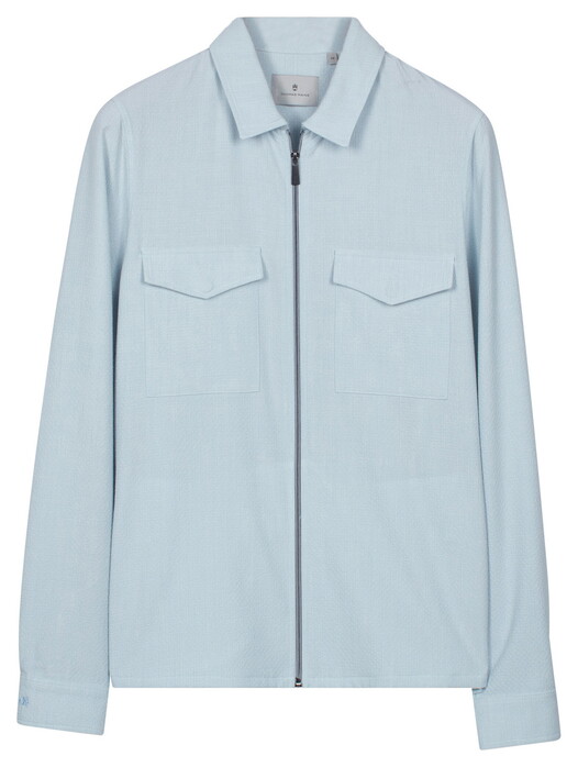 Thomas Maine Reva Yarn Dyed Seersucker Overshirt Light Blue