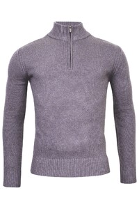 Thomas Maine Rib Knit Zip Yak Merino Blend Trui Grijs Melange