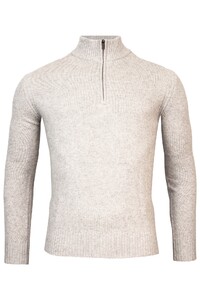 Thomas Maine Rib Knit Zip Yak Merino Blend Trui Zilvergrijs