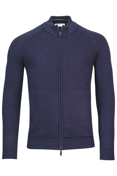 Thomas Maine Ribbed Cardigan Zip Dark Jeans Melange