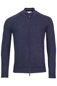 Thomas Maine Ribbed Cardigan Zip Vest Dark Jeans Melange