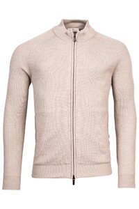 Thomas Maine Ribbed Cardigan Zip Vest Licht Beige