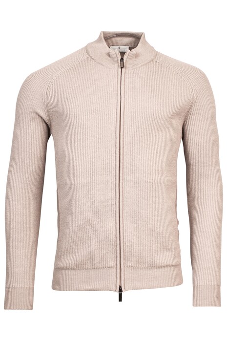 Thomas Maine Ribbed Cardigan Zip Vest Licht Beige