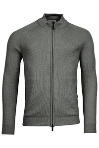 Thomas Maine Ribbed Cardigan Zip Vest Mid Grey Melange