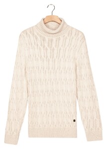 Thomas Maine Rollneck Allover Multi Diagonal Cable Knit Pullover Off White