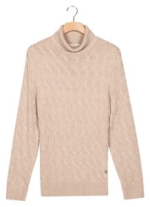 Thomas Maine Rollneck Allover Multi Diagonal Cable Knit Trui Beige