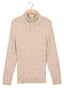Thomas Maine Rollneck Allover Multi Diagonal Cable Knit Trui Beige