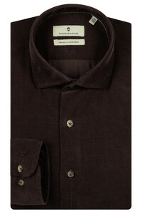 Thomas Maine Roma Fine Corduroy Uni Color Modern Kent Shirt Brown