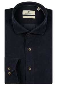 Thomas Maine Roma Fine Corduroy Uni Color Modern Kent Shirt Navy