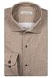 Thomas Maine Roma Herringbone Pattern Jersey Modern Kent Overhemd Donker Zand