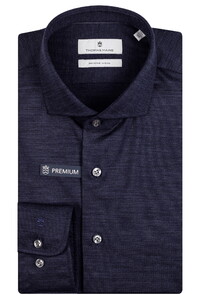 Thomas Maine Roma Modern Kent 120s Jersey Merino Shirt Navy