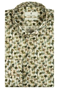 Thomas Maine Roma Modern Kent Abstract Flower Pattern Shirt Green-Sand
