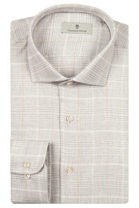 Thomas Maine Roma Modern Kent Flannel Multi Check Shirt Light Grey