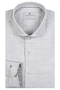 Thomas Maine Roma Modern Kent Herringbone Flanel Tencel Overhemd Soft Grey