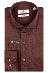 Thomas Maine Roma Modern Kent Jersey Merino Overhemd Bruin