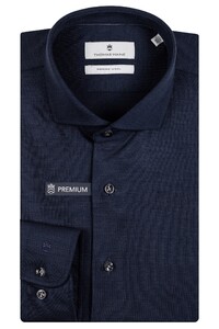 Thomas Maine Roma Modern Kent Jersey Merino Overhemd Indigo