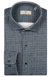 Thomas Maine Roma Modern Kent Jersey Pied-de-Poule Pattern Shirt Navy