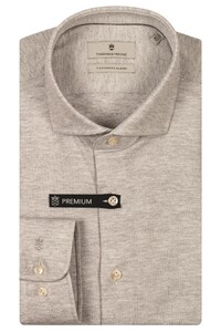 Thomas Maine Roma Modern Kent Jersey Piqué Melange Overhemd Soft Grey