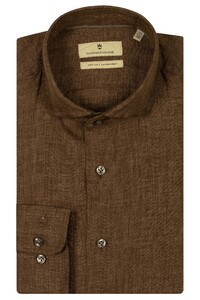 Thomas Maine Roma Modern Kent Linen Délavé Shirt Dark Sand