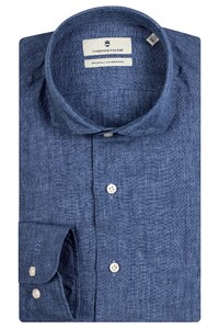 Thomas Maine Roma Modern Kent Linen Faux-Uni Shirt Jeans Blue