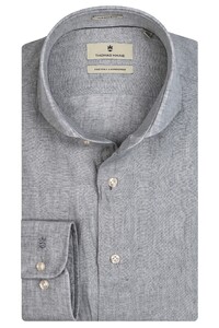 Thomas Maine Roma Modern Kent Linnen Délavé by Albini Overhemd Soft Grey