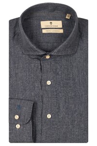 Thomas Maine Roma Modern Kent Linnen Délavé Overhemd Jeans Blauw