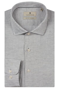 Thomas Maine Roma Modern Kent Linnen Délavé Overhemd Soft Grey