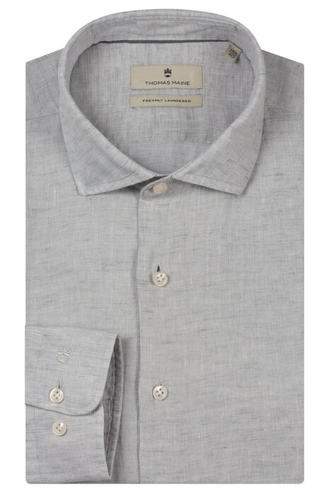 Thomas Maine Roma Modern Kent Linnen Délavé Overhemd Soft Grey
