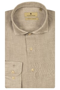 Thomas Maine Roma Modern Kent Linnen Délavé Overhemd Soft Grey