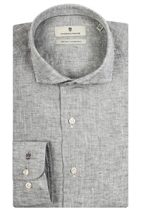 Thomas Maine Roma Modern Kent Linnen Faux-Uni Overhemd Olive