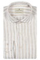 Thomas Maine Roma Modern Kent Linnen Stripe Overhemd Licht Beige