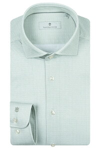 Thomas Maine Roma Modern Kent Liquid Touch Cotton Fine Pattern Shirt Jade Green