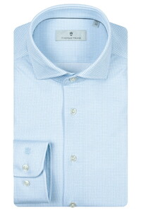 Thomas Maine Roma Modern Kent Liquid Touch Cotton Fine Pattern Shirt Light Blue