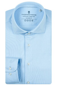 Thomas Maine Roma Modern Kent Luxury Comfort Liquid Cotton Shirt Light Blue