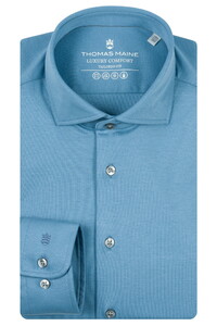 Thomas Maine Roma Modern Kent Luxury Comfort Liquid Cotton Shirt Mid Blue