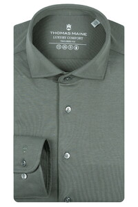 Thomas Maine Roma Modern Kent Luxury Comfort Liquid Cotton Shirt Soft Green