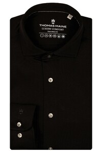 Thomas Maine Roma Modern Kent Luxury Comfort Soft Liquid Cotton Shirt Black