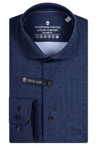 Thomas Maine Roma Modern Kent Luxury Comfort Stretch Subtle Micro Pattern Shirt Navy