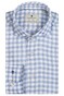 Thomas Maine Roma Modern Kent Modal Wool Blend Check Overhemd Licht Blauw