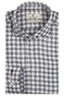 Thomas Maine Roma Modern Kent Modal Wool Blend Check Overhemd Midden Grijs