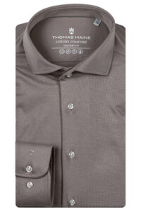Thomas Maine Roma Modern Kent Soft Liquid Cotton Shirt Light Beige