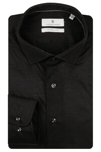 Thomas Maine Roma Modern Kent Uni Color Merino Jersey Overhemd Zwart