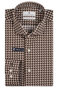 Thomas Maine Roma Modern Kent Vintage 3D Pattern Overhemd Dark Olive