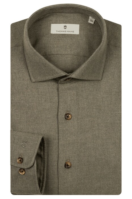 Thomas Maine Roma Organic Flanel Twill Modern Kent Overhemd Soft Green
