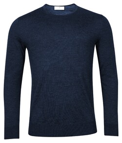Thomas Maine Ronde Hals Single Knit Merino Wool Trui Dark Jeans